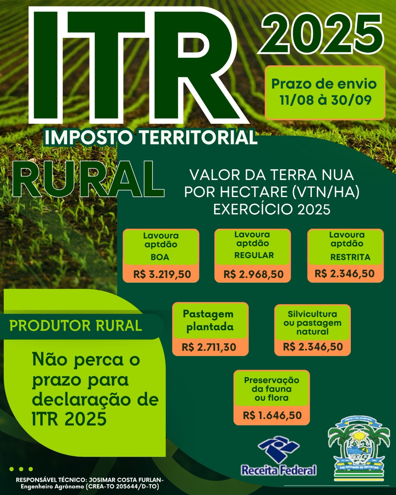 ITR IMPOSTO TERRITOTIAL RURAL – EXERCÍCIO 2025